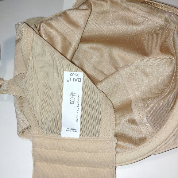 Bali Women's Satin Tracings Underwire Minimizer Bra Tan Beige Size 34DDD - Picture 5 of 6